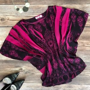 Hot Pink / Black Batwing Top